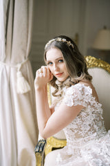 EDEN LUXE Bridal Headpiece TAVIA Gilded Floral Headband Tiara