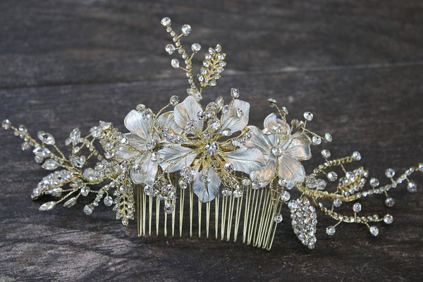 EDEN LUXE Bridal Headpiece WARBECK Silvered and Gilded Floral Wedding Headpiece
