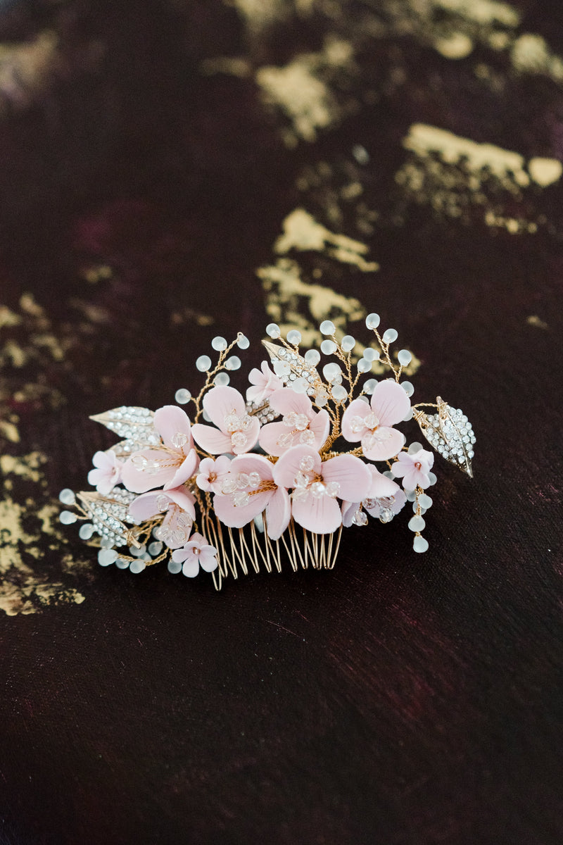 EDEN LUXE Bridal Headpieces BLUSHING Blossoms Bridal Hair Comb Headpiece