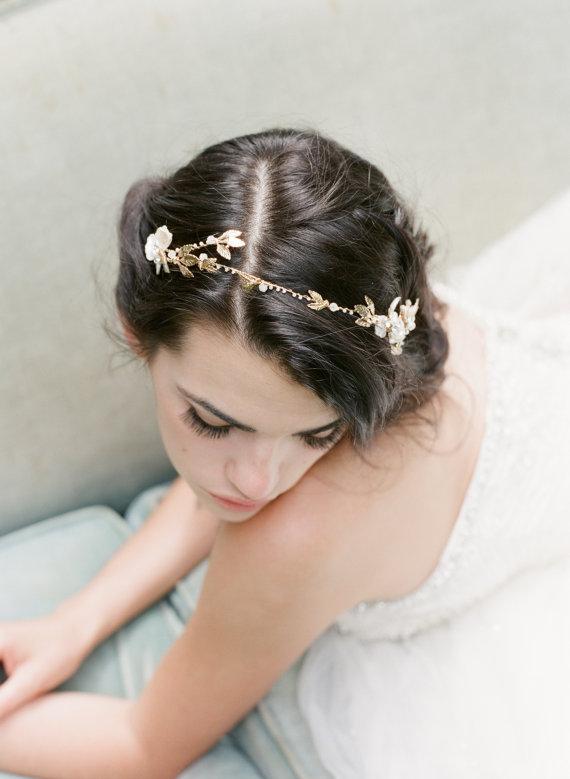 EDEN LUXE Bridal Headpieces EMMA ANNE Gilded Leaves Bridal Headband
