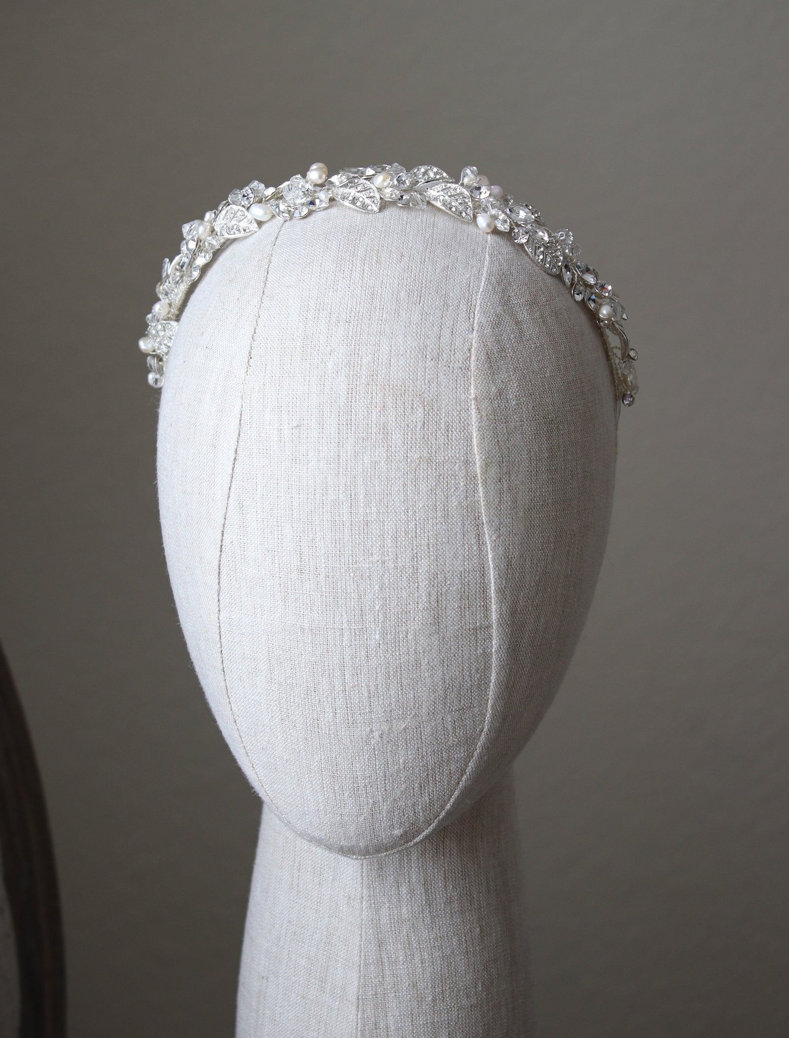 Luxe freshwater pearl headband, head band, silver, bridal 2024 headband, crystal head band, classic bridal headband, bridal accessories