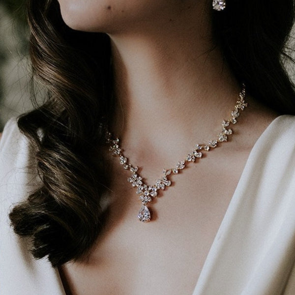 Bridal Necklace, Lariat Necklace | Rose Gold Wedding Jewelry – AMYO Bridal