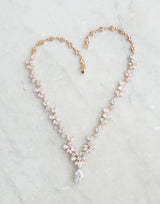 EDEN LUXE Bridal Jewelry ADELIE Rose Gold Simulated Diamond Necklace and Earrings Set