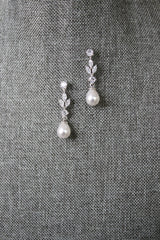 EDEN LUXE Bridal Jewelry BLAISE Simulated Diamond and Pearl Drop Earrings