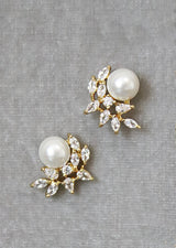 EDEN LUXE Bridal Jewelry Earrings Only FAYETTE Gold Simulated Diamond and Pearl Stud Earrings