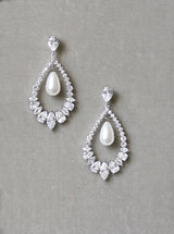 EDEN LUXE Bridal Jewelry MIRABEL Simulated Diamond and Pearl Drop Earrings