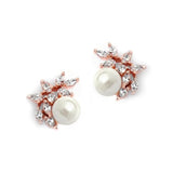 EDEN LUXE Bridal Jewelry Rose Gold FAYETTE Simulated Diamond and Pearl Stud Earrings