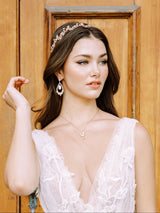 EDEN LUXE Bridal Jewelry Rose Gold MIRABEL Simulated Diamond and Pearl Drop Earrings