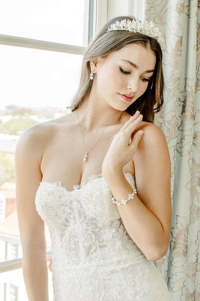 Rhinestone Bridal Jewelry Sets for Women Necklace Earrings Bracelet Se –  Jurielle