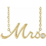 EDEN LUXE Bridal Necklace Mrs Necklace in 14k Gold and Genuine Diamond