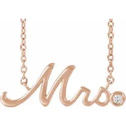 EDEN LUXE Bridal Necklace Mrs Necklace in 14k Gold and Genuine Diamond