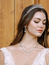 EDEN LUXE Bridal Necklaces Necklace and Earrings MADISON Simulated Diamond and Pearl Drop Earrings and Necklace