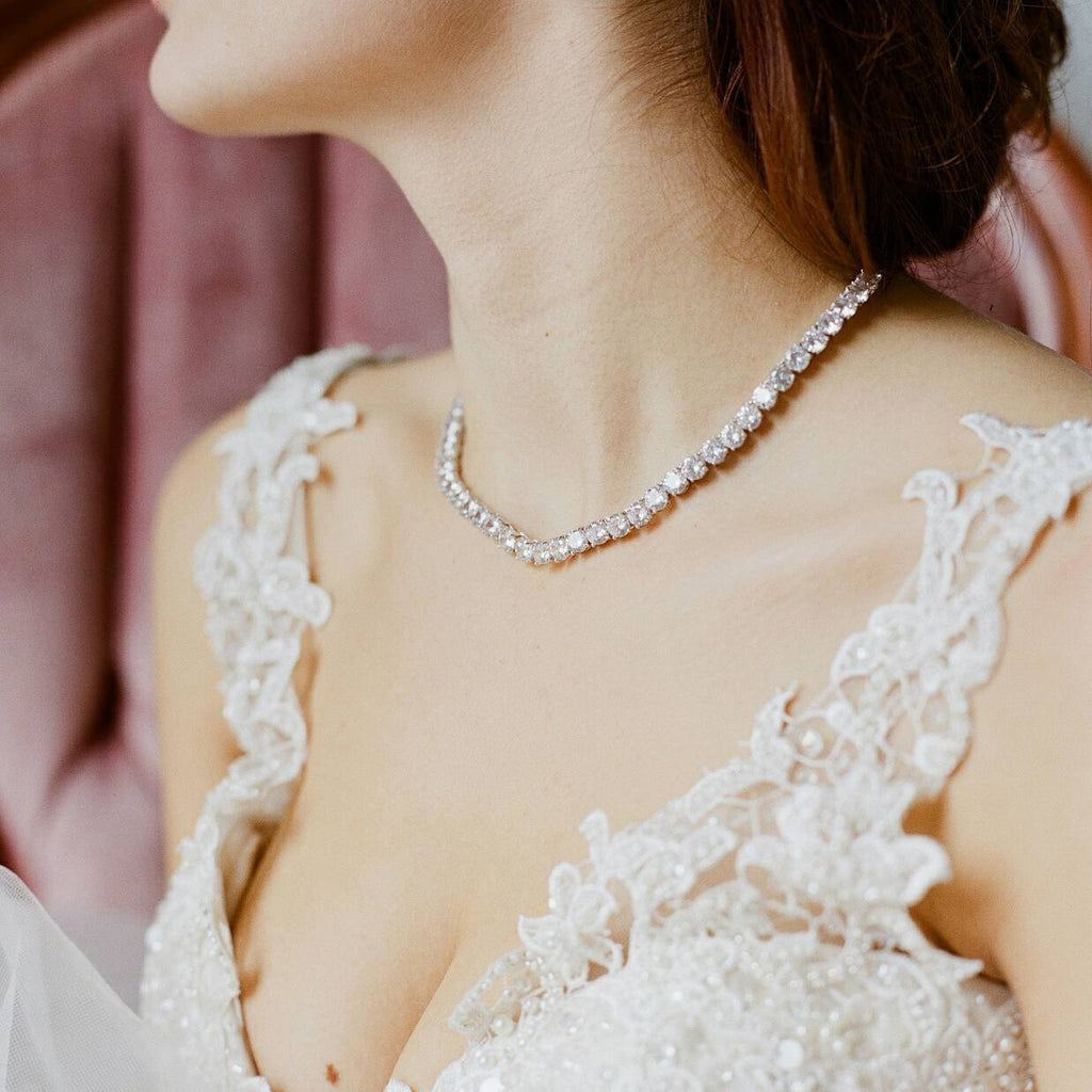 Wmkox8yii Exquisite Rhinestone Chain Necklace Set Diamond Necklace And  Earrings Two-piece Wedding Bridal Jewelry Set - Walmart.com