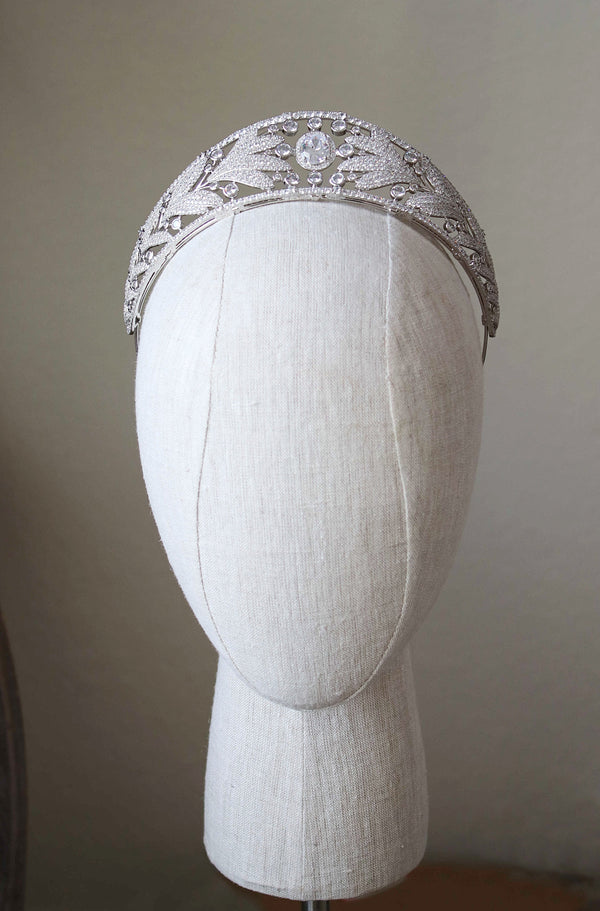 EDEN LUXE Bridal Tiara All Clear Stones MARIE ADELAIDE Simulated Diamond Royal Bridal Crown