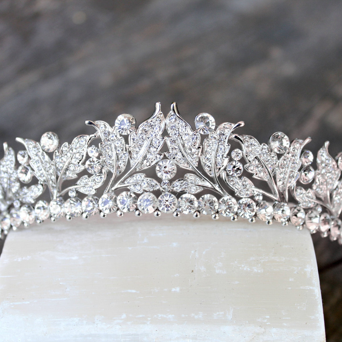 Crystal Collection by Tara Tiara Swarovski Crystal Something Blue Opal And Pink Floral Leaves  main image 4