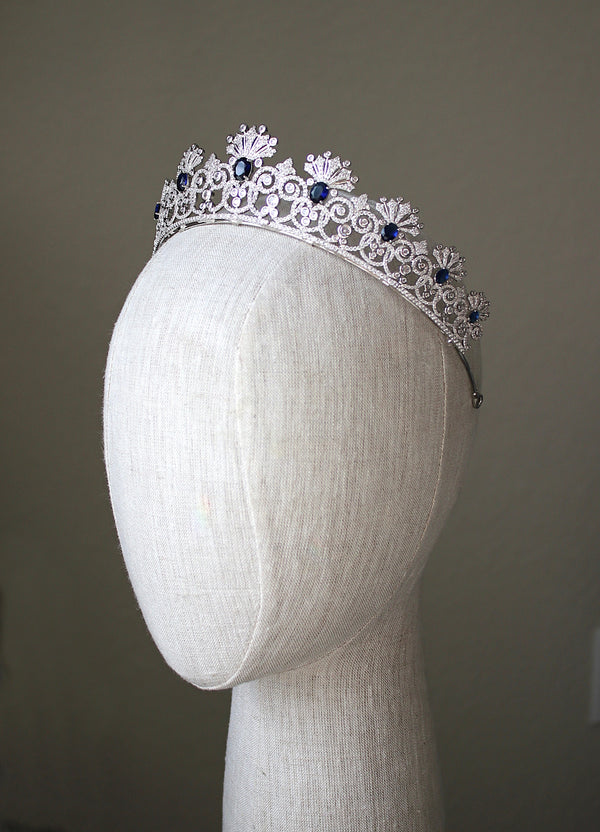 EDEN LUXE Bridal Tiara BELLA BLEU Simulated Diamond Royal Bridal Crown