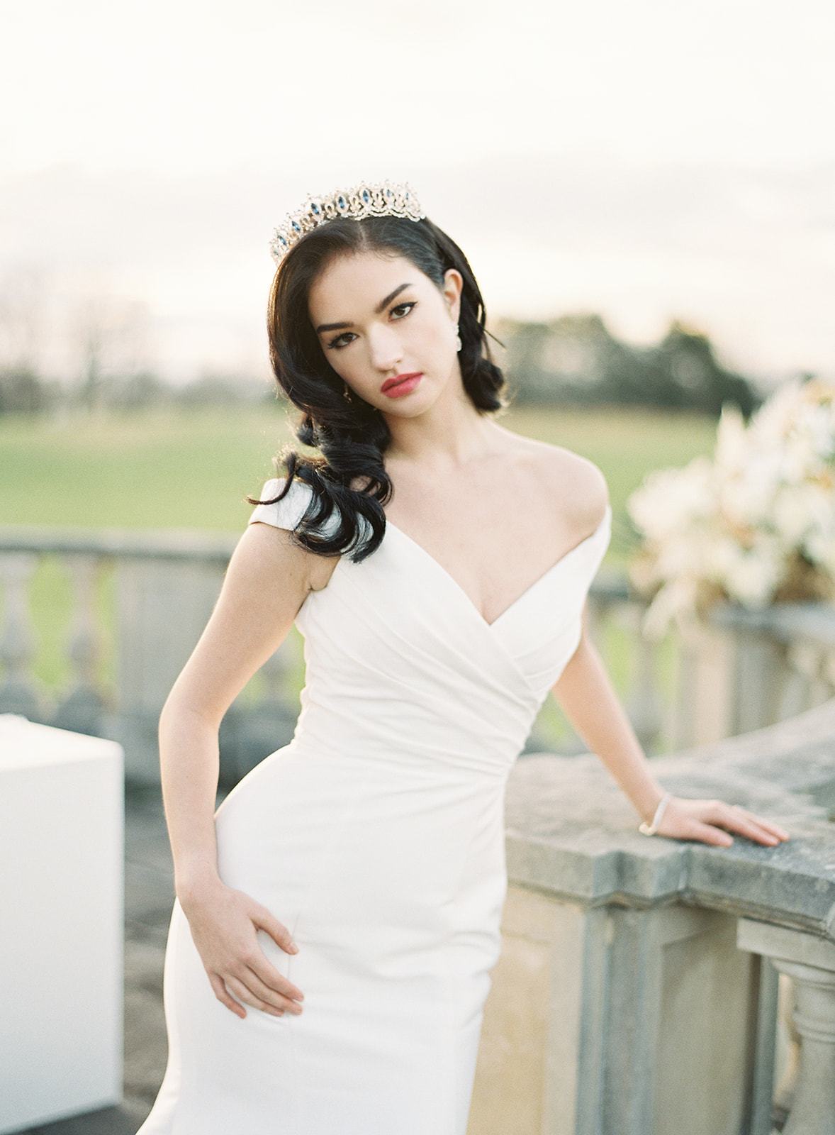 EDEN LUXE Bridal Tiara Bespoke SERENA Silver Tiara with Black Accent Stones Crystal Center Stones