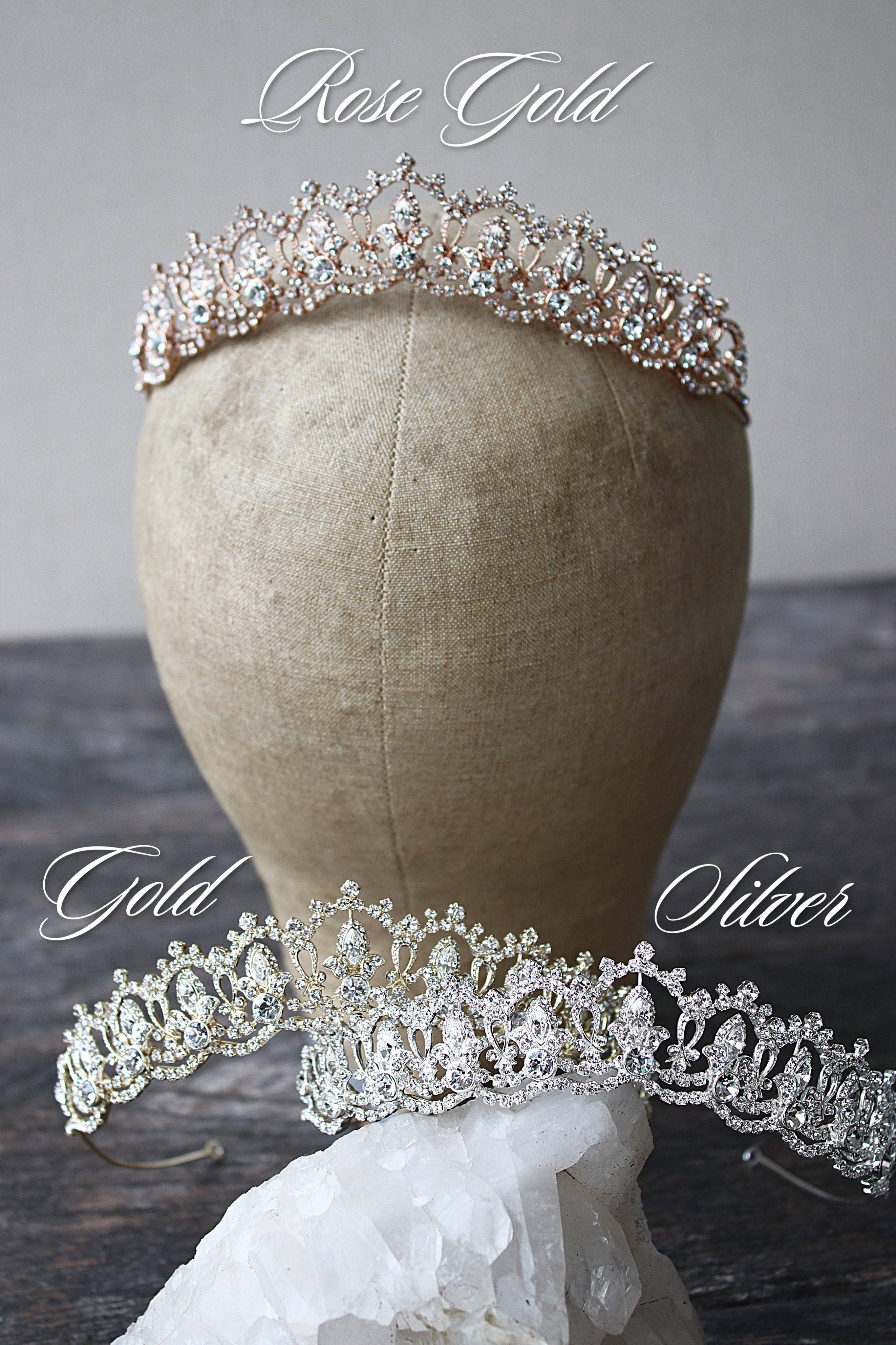 EDEN LUXE Bridal Tiara Bespoke SERENA Silver Tiara with Black Accent Stones Crystal Center Stones