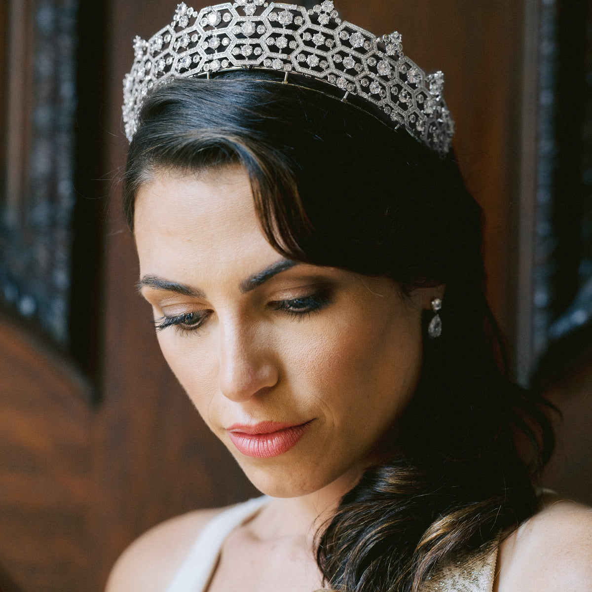 Royal crown bridal headpiece- Damiana ? Wedding Tiara Crystal Wedding Crown Bridal Tiara | EDEN LUXE  main image 2