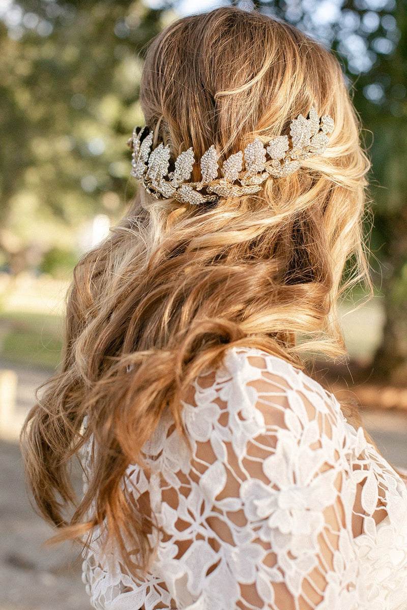 Gold Leaves Crown Gold Headpiece Tiara LAUREL | EDEN LUXE Bridal display picture 1