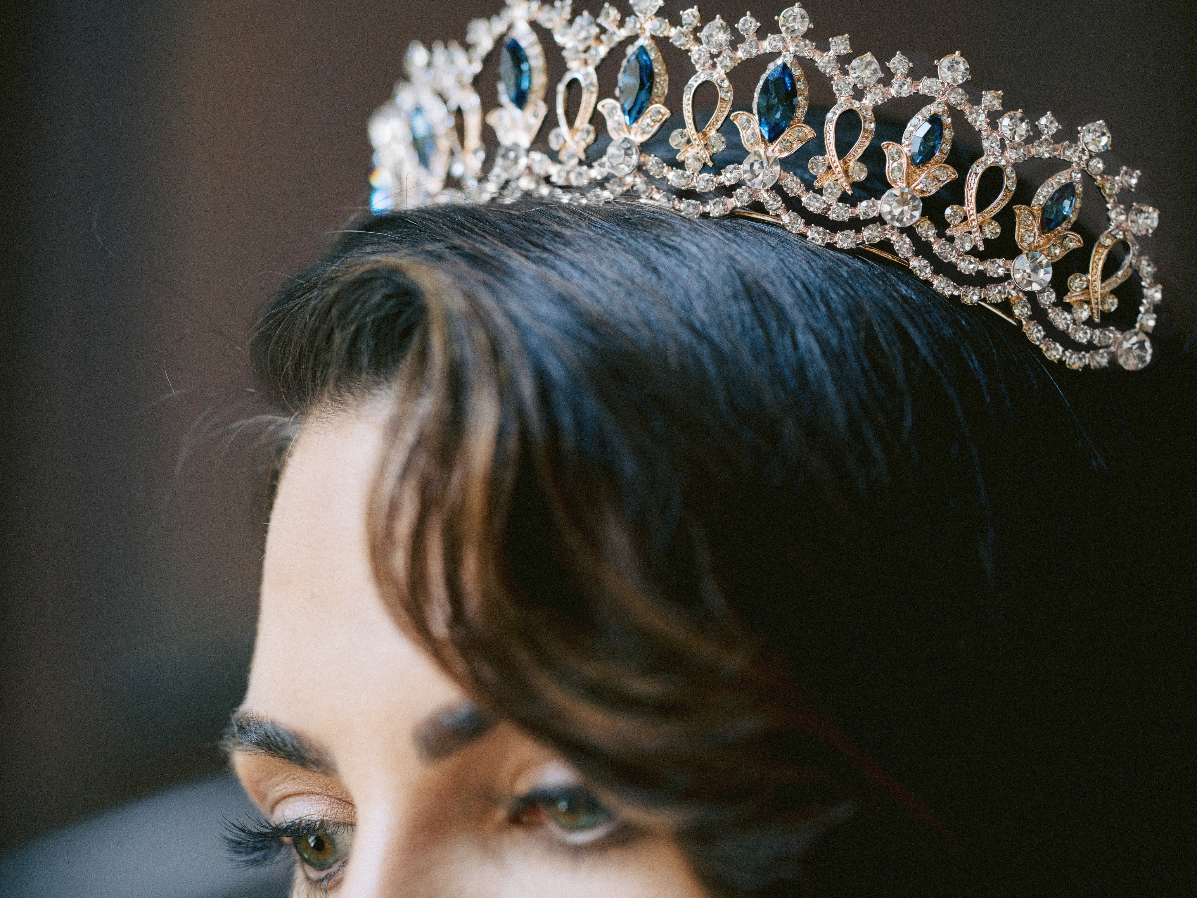 EDEN LUXE Bridal Tiara GRAND SERENA Rose Gold Tiara with Colored Accent Stones