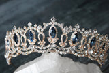 EDEN LUXE Bridal Tiara GRAND SERENA Rose Gold Tiara with London Blue Accent Stones and Pearls