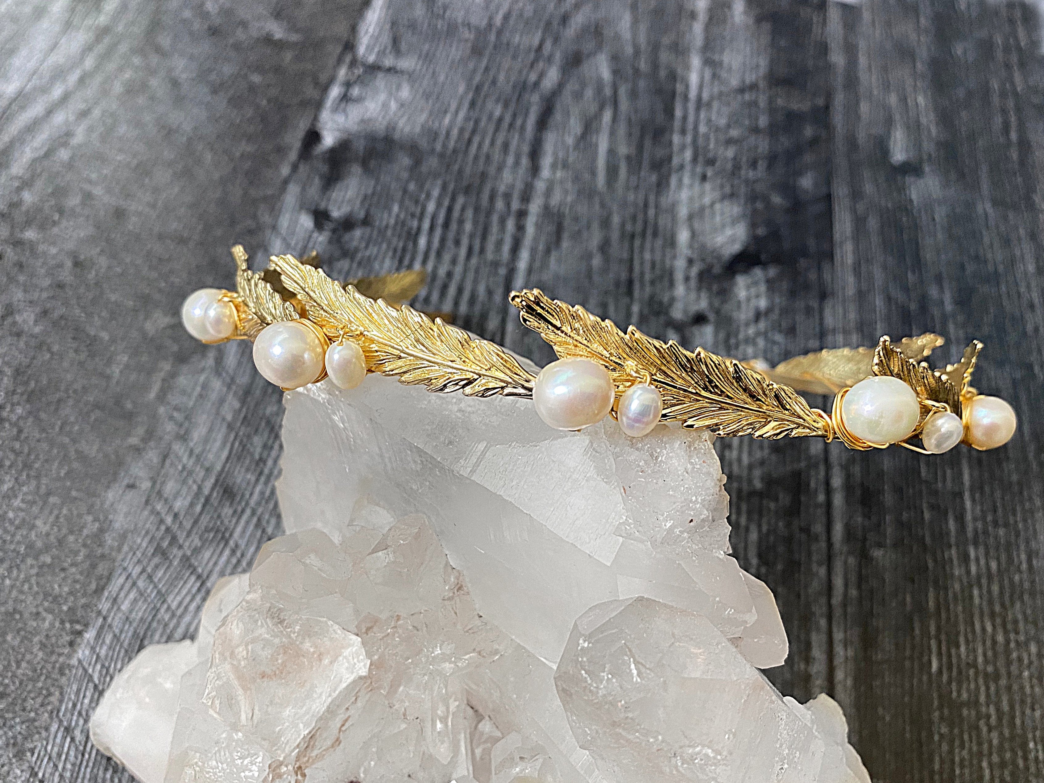 EDEN LUXE Bridal Tiara, Headpiece CORINNE Gilded Leaves Headband Tiara
