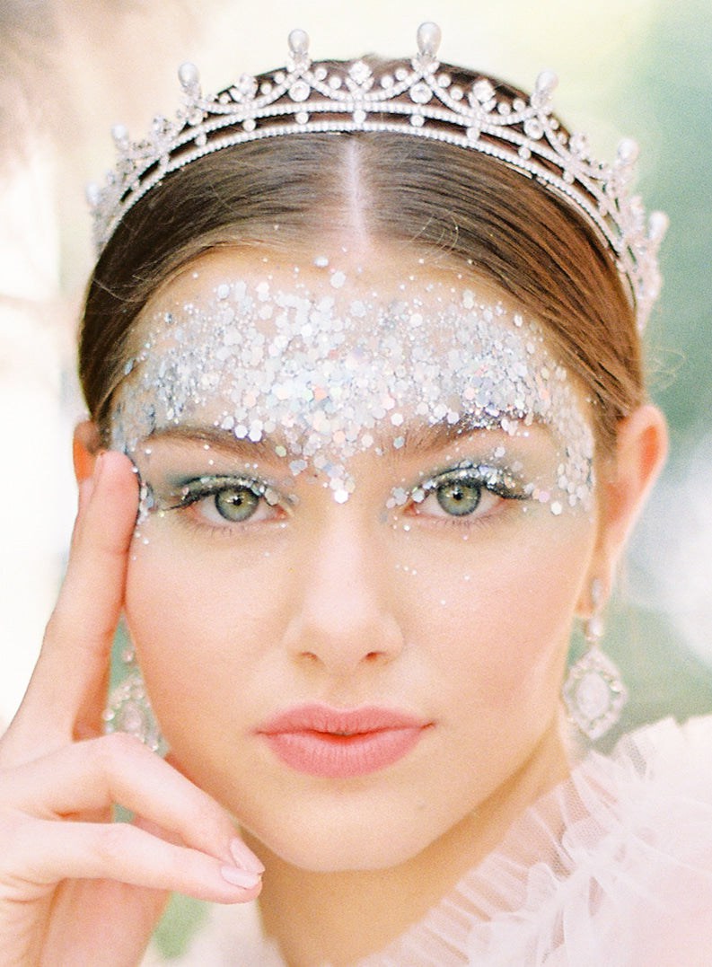 EDEN LUXE Bridal Tiara JORDAN Simulated Diamond and Pearl Tiara