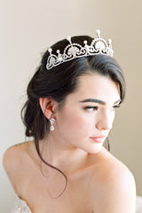 EDEN LUXE Bridal Tiara LOTUS FLOWER Tiara - Simulated Diamond and Pearl Tiara