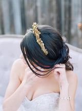 EDEN LUXE Bridal Tiara OLIVIA Hand Enameled Brass Floral Tiara