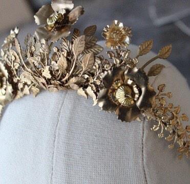EDEN LUXE Bridal Tiara OLIVIA Hand Enameled Brass Floral Tiara