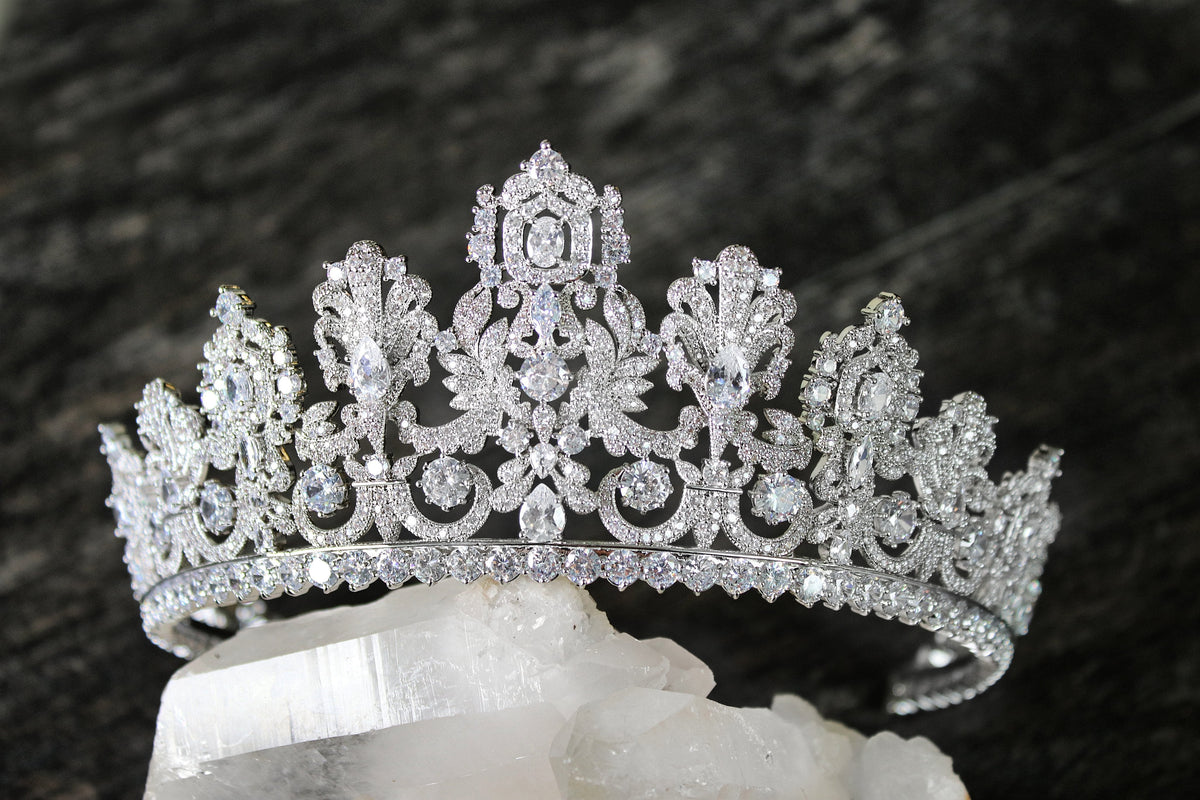 MONACO - Stunning Minimalist Premium Zircon Tiara, Wedding Crown, on sale Minimalist Princess Crown, Silver or Blue Crystal Tiara, Wedding Tiara