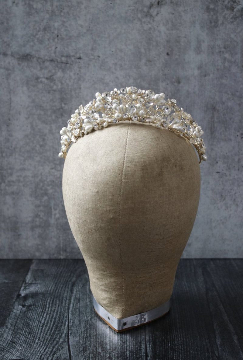 EDEN LUXE Bridal Tiara RANIER Crystal and Freshwater Pearl Headpiece Tiara - 2023 Version