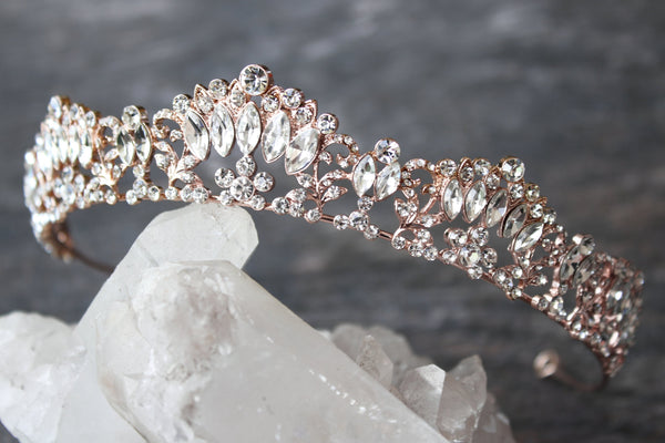 EDEN LUXE Bridal Tiara Rose Gold / Crystals Only as Shown MARQUISE Bridal Tiara