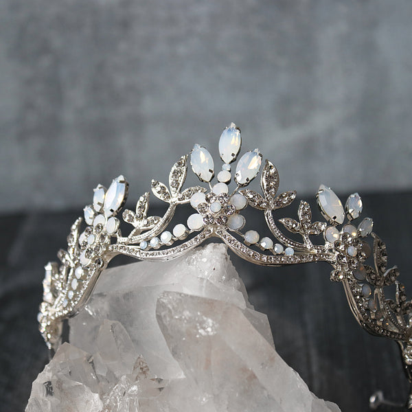 Crystal and Pearl Bridal Tiara Ranier Tiara | Eden Luxe Bridal Silver