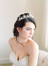 EDEN LUXE Bridal Tiara SOPHIA Simulated Diamond and Pearl Tiara and Earrings Set