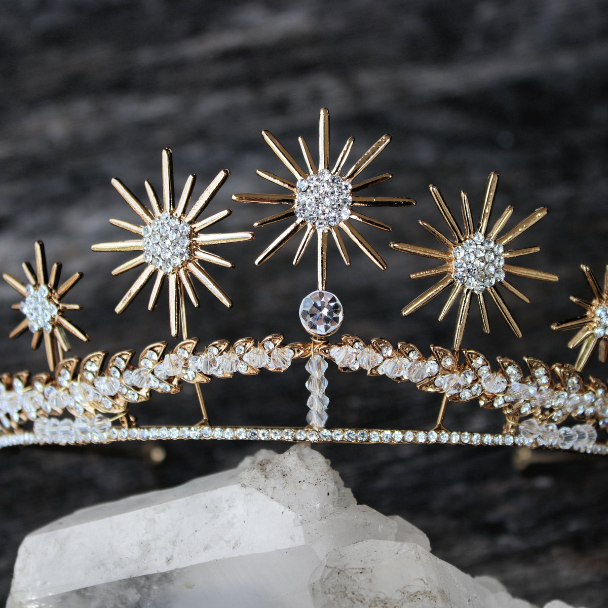Crystal Starburst Silver Tiara Headband Starburst 2 tier bridal tiara - Style #2510 main image 2