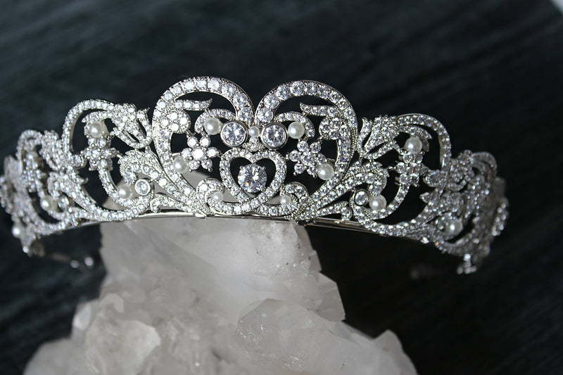 EDEN LUXE Bridal Tiara Tiara - With Pearling Added Pearled DIANA PRINCESS OF WALES Royal Bridal Tiara
