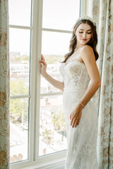EDEN LUXE Bridal Tiaras AMANDA Crystal and Faux Wax Flower Tiara Headpiece Tiara