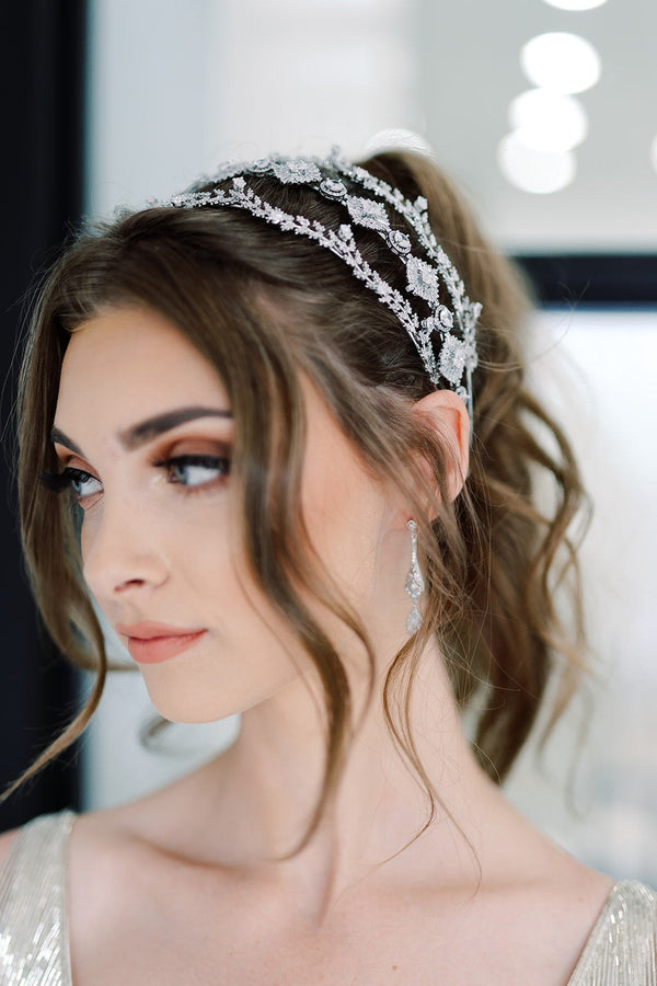 EDEN LUXE Bridal Tiaras ANGELIQUE Simulated Diamond Headband Tiara