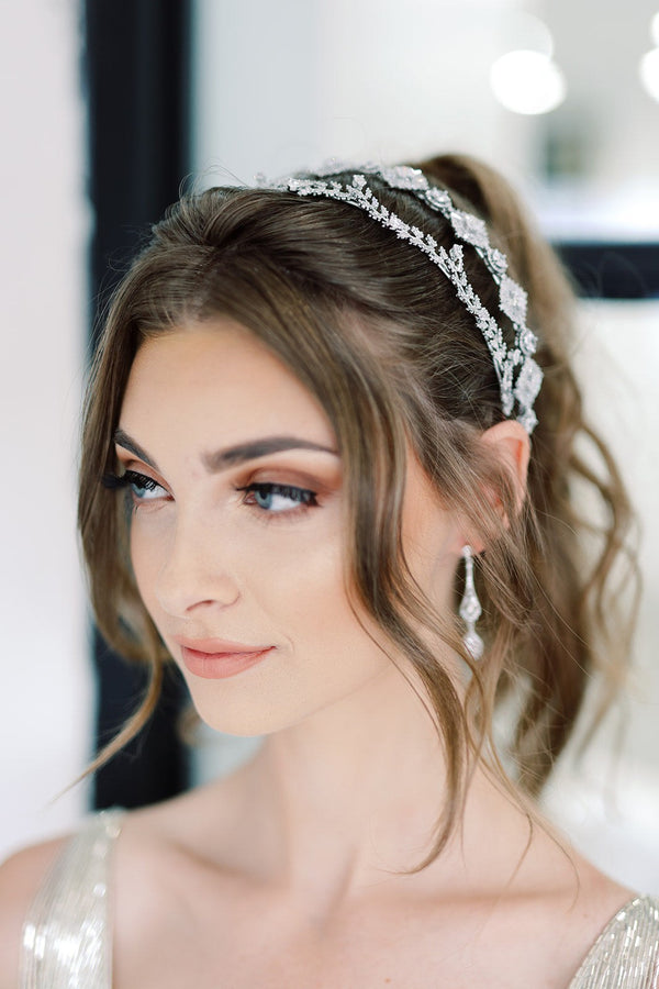 EDEN LUXE Bridal Tiaras ANGELIQUE Simulated Diamond Headband Tiara