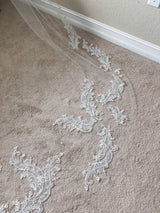 EDEN LUXE Bridal Veil HEATHER Lace Applique and Crystal Cathedral Veil