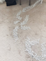 EDEN LUXE Bridal Veil HEATHER Lace Applique and Crystal Cathedral Veil