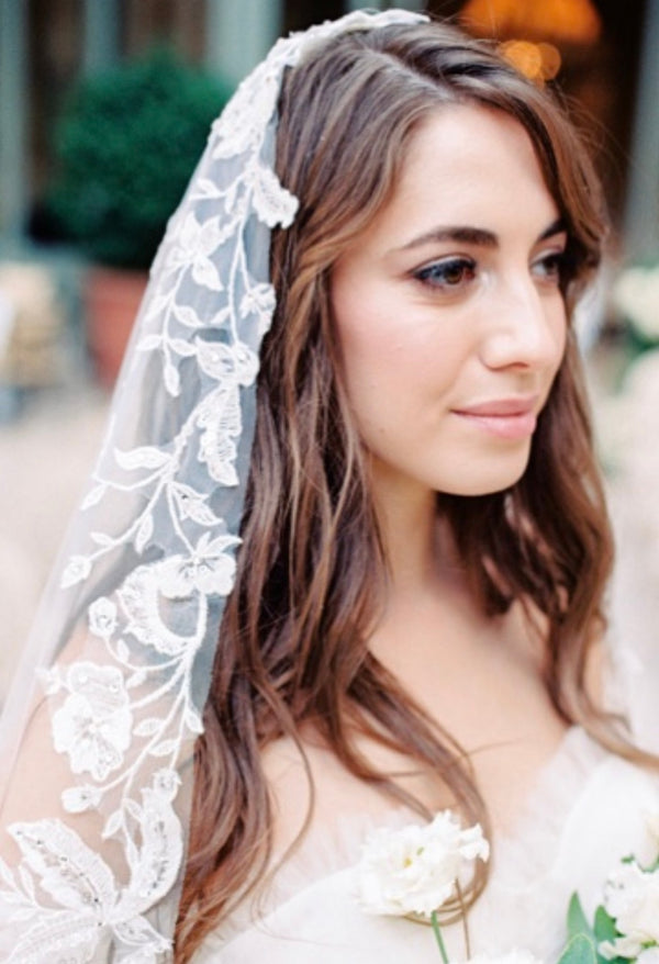 Light Blue Cathedral Veil Lace Evermore Cathedral Veil | Eden Luxe Bridal