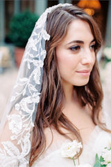 EDEN LUXE Bridal Veils ETTA Lace Edged Drop Cathedral Bridal Veil
