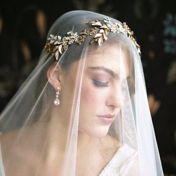 1pc Bridal Veil With Dreamy Pearl Layers And Golden Print, Wedding  Headpieces