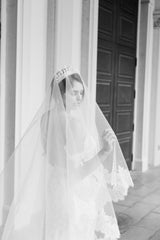 EDEN LUXE Bridal Veils VALENTINA Chantilly Lace Edged Drop Cathedral Bridal Veil