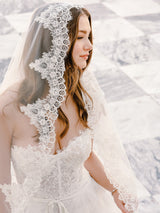 EDEN LUXE Bridal Veils VALENTINA Chantilly Lace Edged Drop Cathedral Bridal Veil