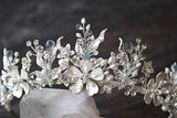 ELBDC Tiara, Tiaras Silver with Aquamarine and Blue Topaz GEMSTONES ADDED GENEVIEVE Tiara with Ruby and Emerald Briolettes