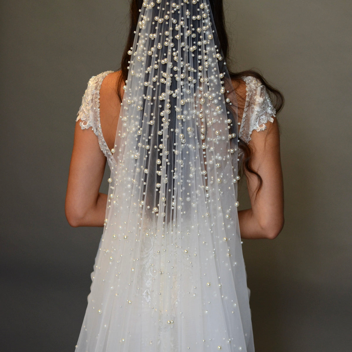 New Wedding veil with pearls Pearl bridal veil, wedding veil - Pearl showers bridal train  main image 3